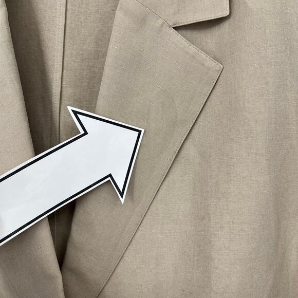 LAFAYETTE 148 NEW YORK Blazer Jacket Beige Silk Linen One Button Pockets Sz XL - Picture 7 of 9